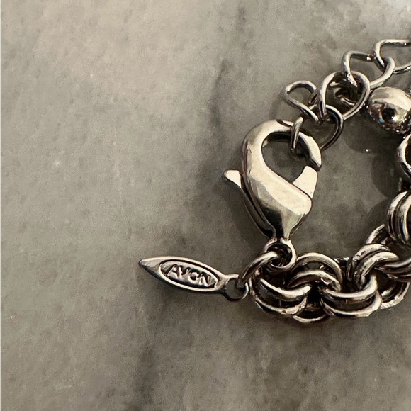 AVON Signed Silver Plated 2 Layer Rhinestone Choker 18" + 3" Extender Clear Bead - Picture 4 of 12